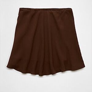 AE Stretch High-Waisted Crepe Mini Slip Skirt brown